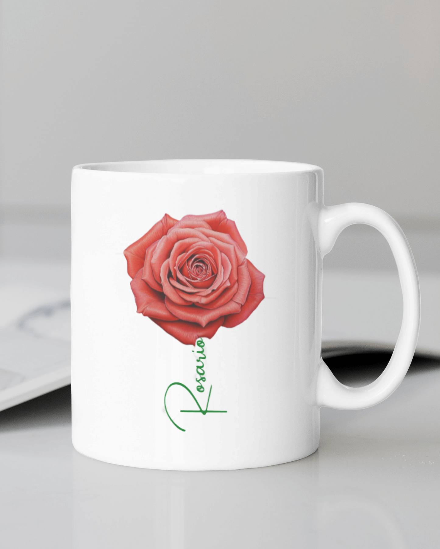 Personalized Flower White 15oz. Ceramic Mug