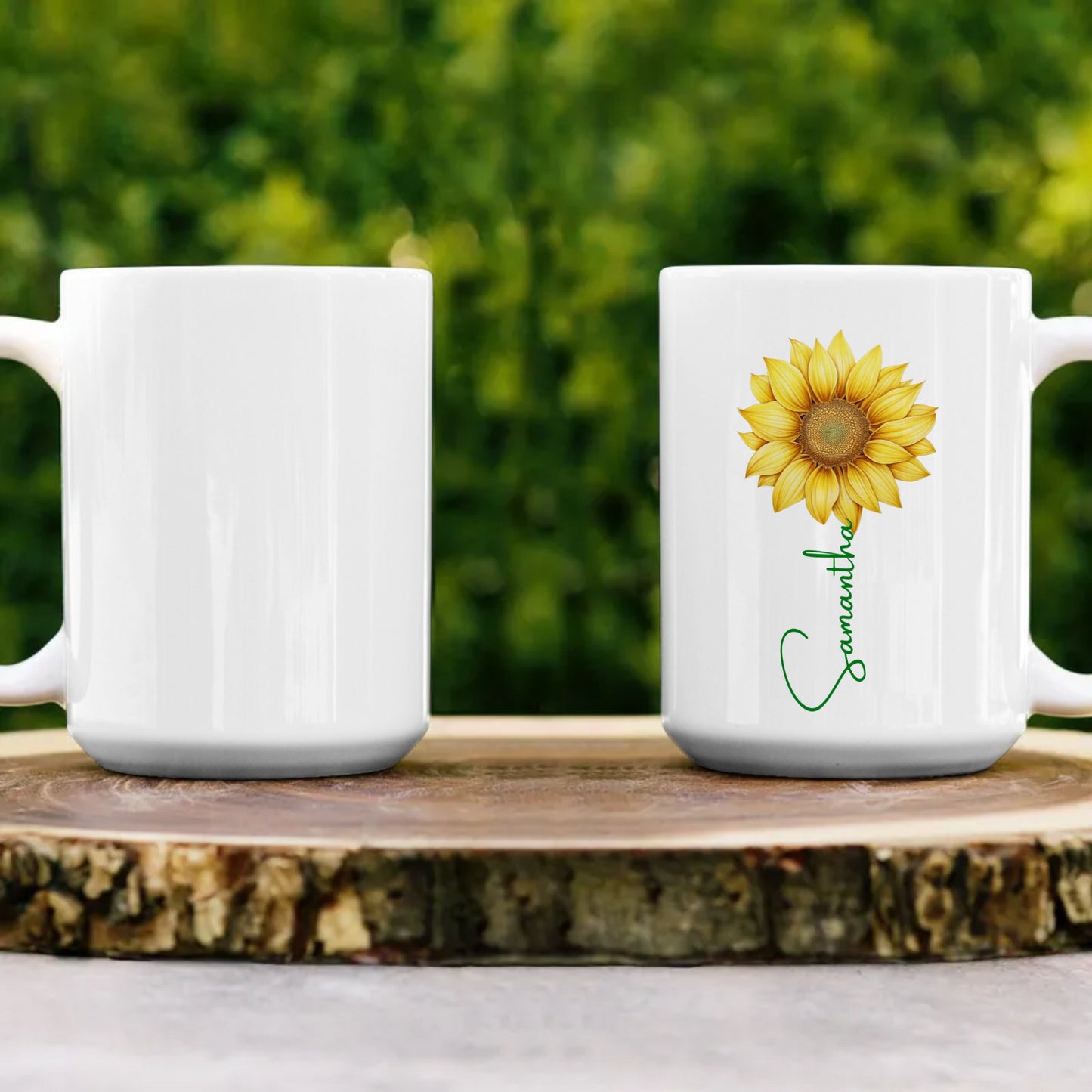 Personalized Flower White 15oz. Ceramic Mug